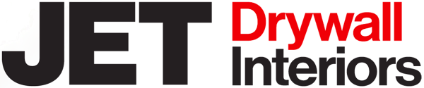 JET Drywall Interiors in red and black letters